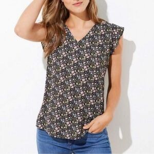 Loft Vine Flutter Cap Sleeve Blouse M